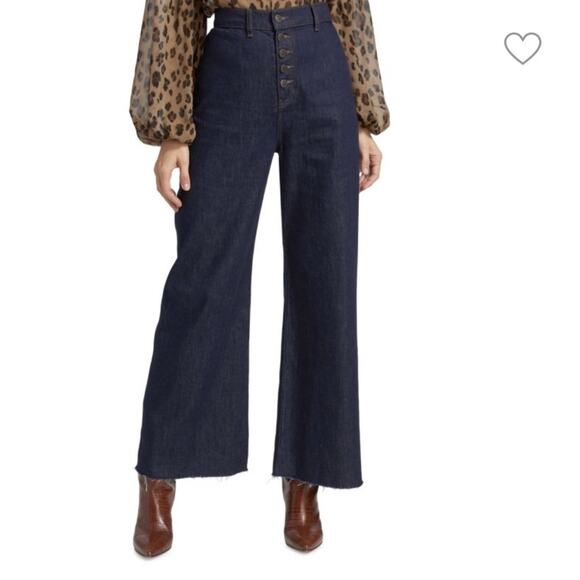 Veronica Beard Grant Wide leg high rise Jeans dark wash size 28 casual raw hem - Picture 7 of 7